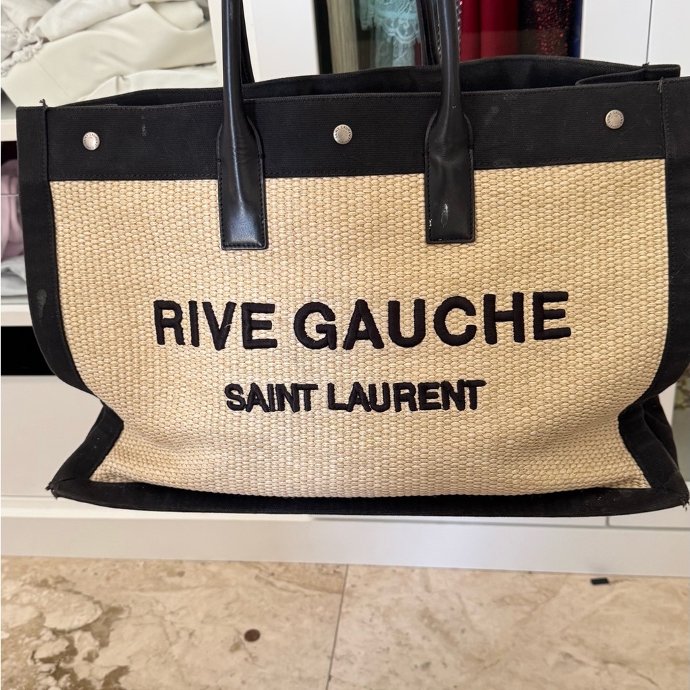 Saint Laurent Rive Gauche Black and Tan Tote